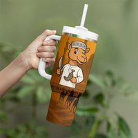 Oman Tumbler With Handle with Traditional Camel Character and Desert Silhouette Design