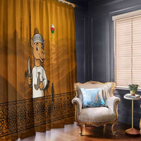 Oman Window Curtain with Traditional Camel Character and Desert Silhouette Design