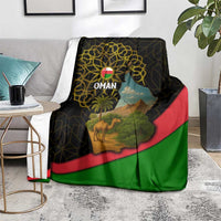 Oman Blanket with Camel Landscape and Geometric Pattern Design
