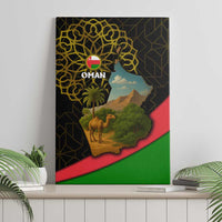 Oman Canvas Wall Art with Camel Landscape and Geometric Pattern Design