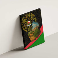 Oman Canvas Wall Art with Camel Landscape and Geometric Pattern Design