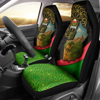 Oman Car Seat Cover with Camel Landscape and Geometric Pattern Design
