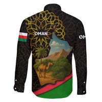 Oman Family Matching Long Sleeve Bodycon Dress and Hawaiian Shirt with Camel Landscape and Geometric Pattern Design