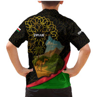 Oman Family Matching Mermaid Dress and Hawaiian Shirt with Camel Landscape and Geometric Pattern Design