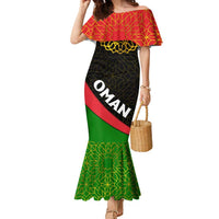 Oman Family Matching Mermaid Dress and Hawaiian Shirt with Camel Landscape and Geometric Pattern Design