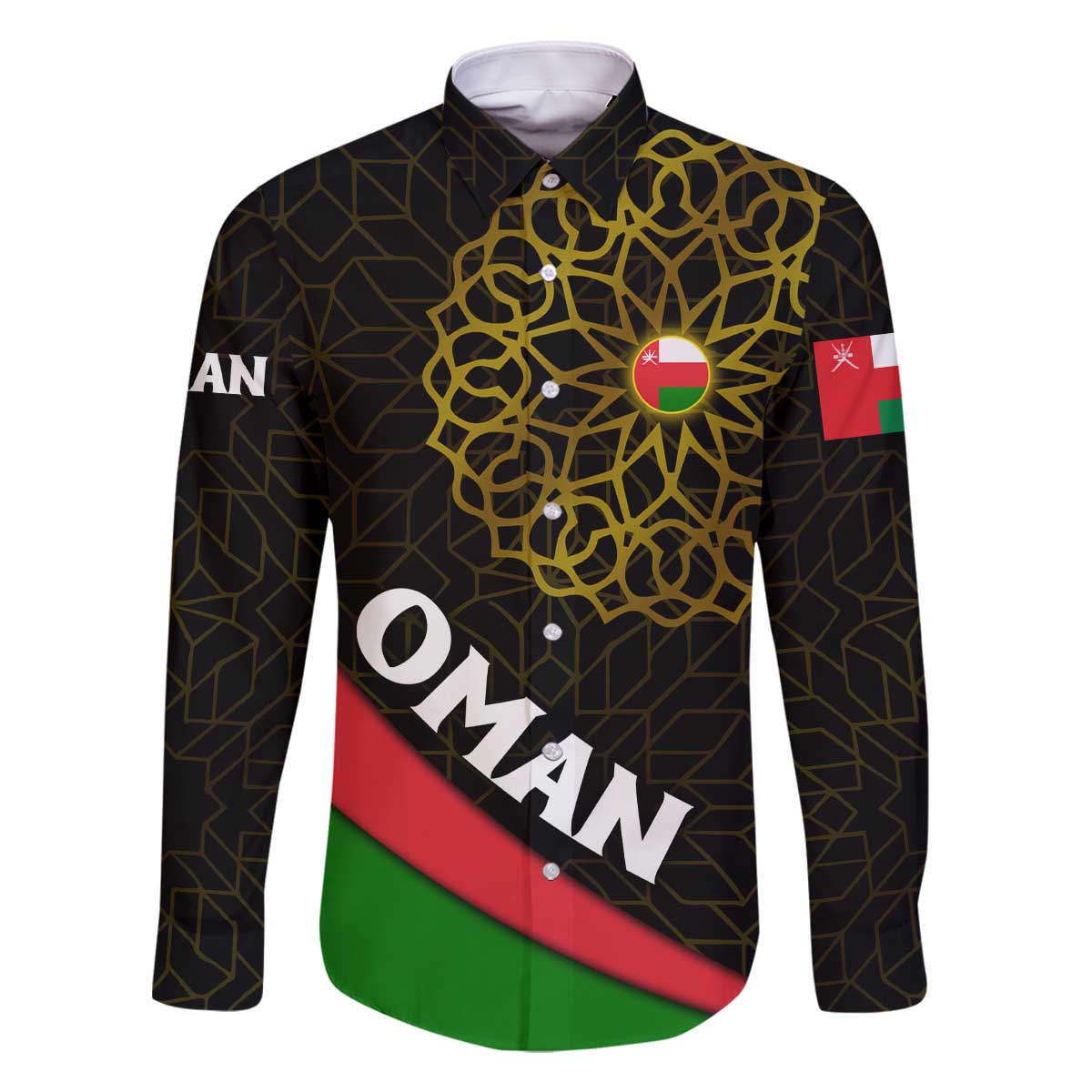 Oman Family Matching Off The Shoulder Long Sleeve Dress and Hawaiian Shirt with Camel Landscape and Geometric Pattern Design