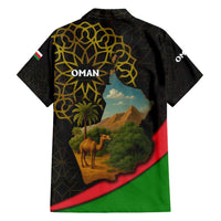 Oman Family Matching Puletasi and Hawaiian Shirt with Camel Landscape and Geometric Pattern Design
