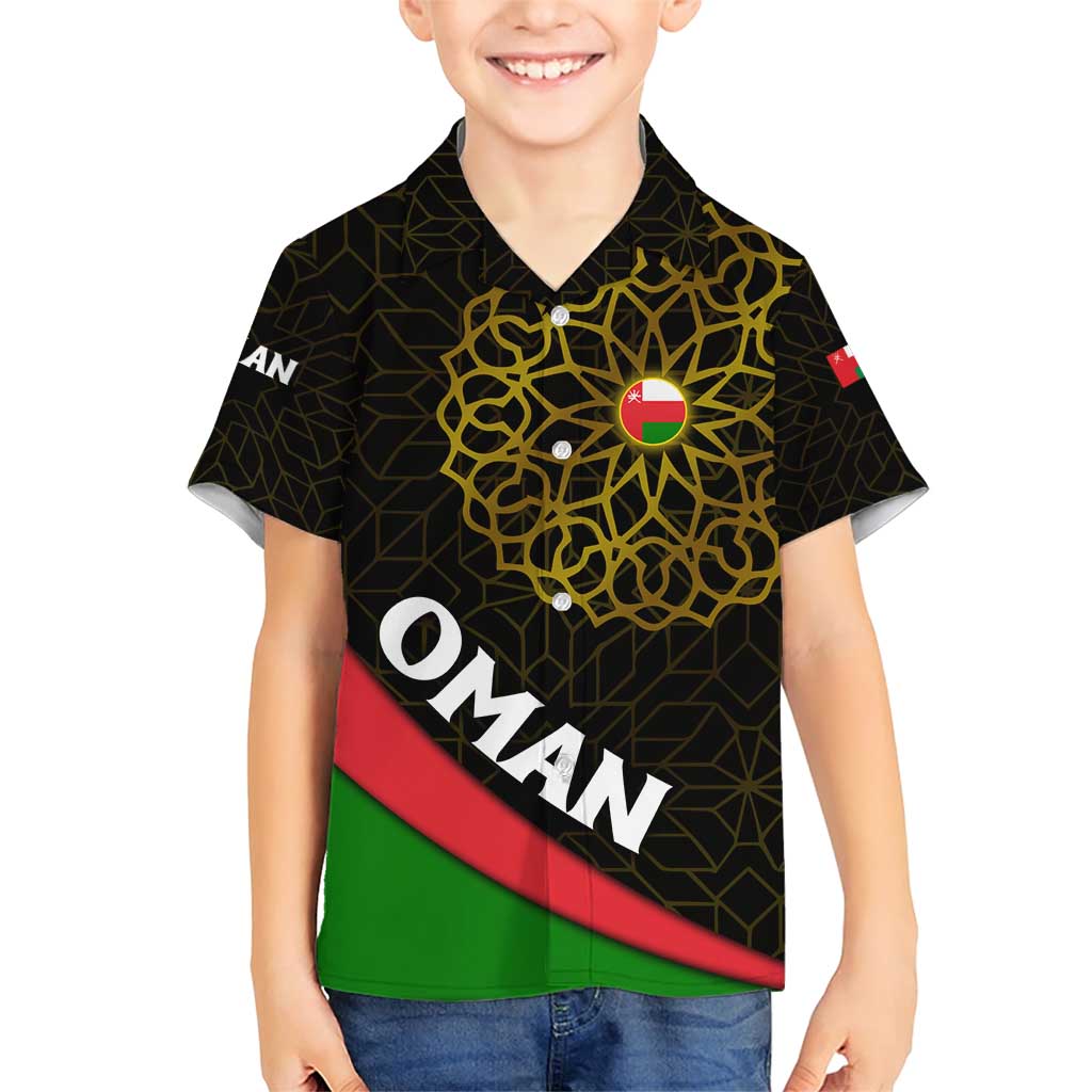 Oman Family Matching Short Sleeve Bodycon Dress and Hawaiian Shirt with Camel Landscape and Geometric Pattern Design