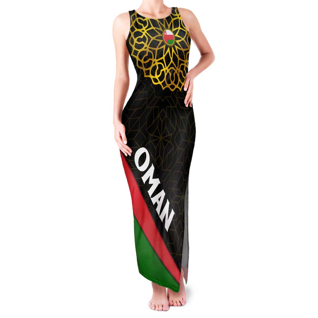 Oman Family Matching Tank Maxi Dress and Hawaiian Shirt with Camel Landscape and Geometric Pattern Design