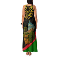 Oman Family Matching Tank Maxi Dress and Hawaiian Shirt with Camel Landscape and Geometric Pattern Design