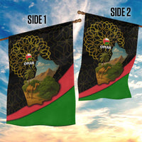 Oman Garden Flag with Camel Landscape and Geometric Pattern Design