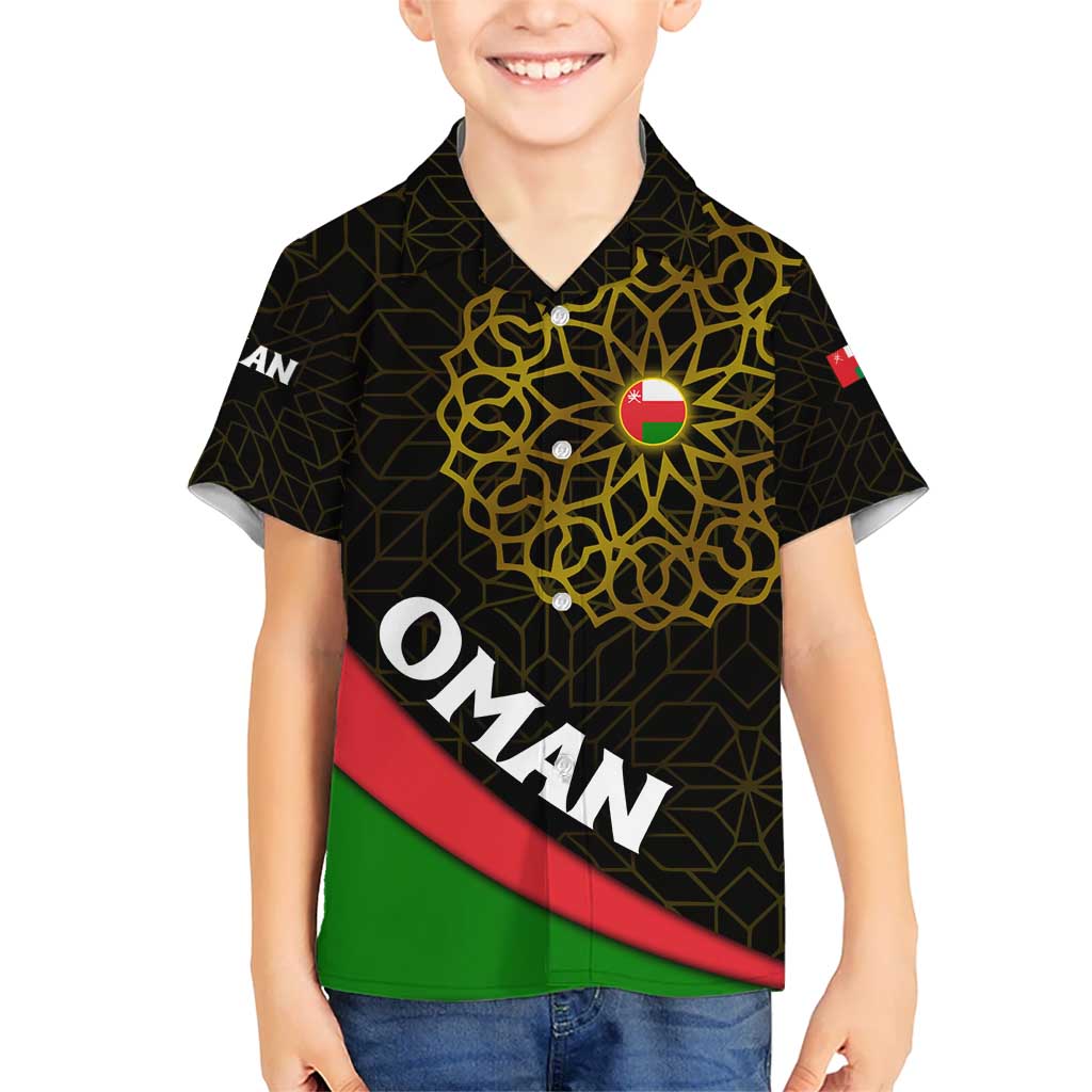 Oman Hawaiian Shirt with Camel Landscape and Geometric Pattern Design