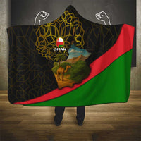 Oman Hooded Blanket with Camel Landscape and Geometric Pattern Design