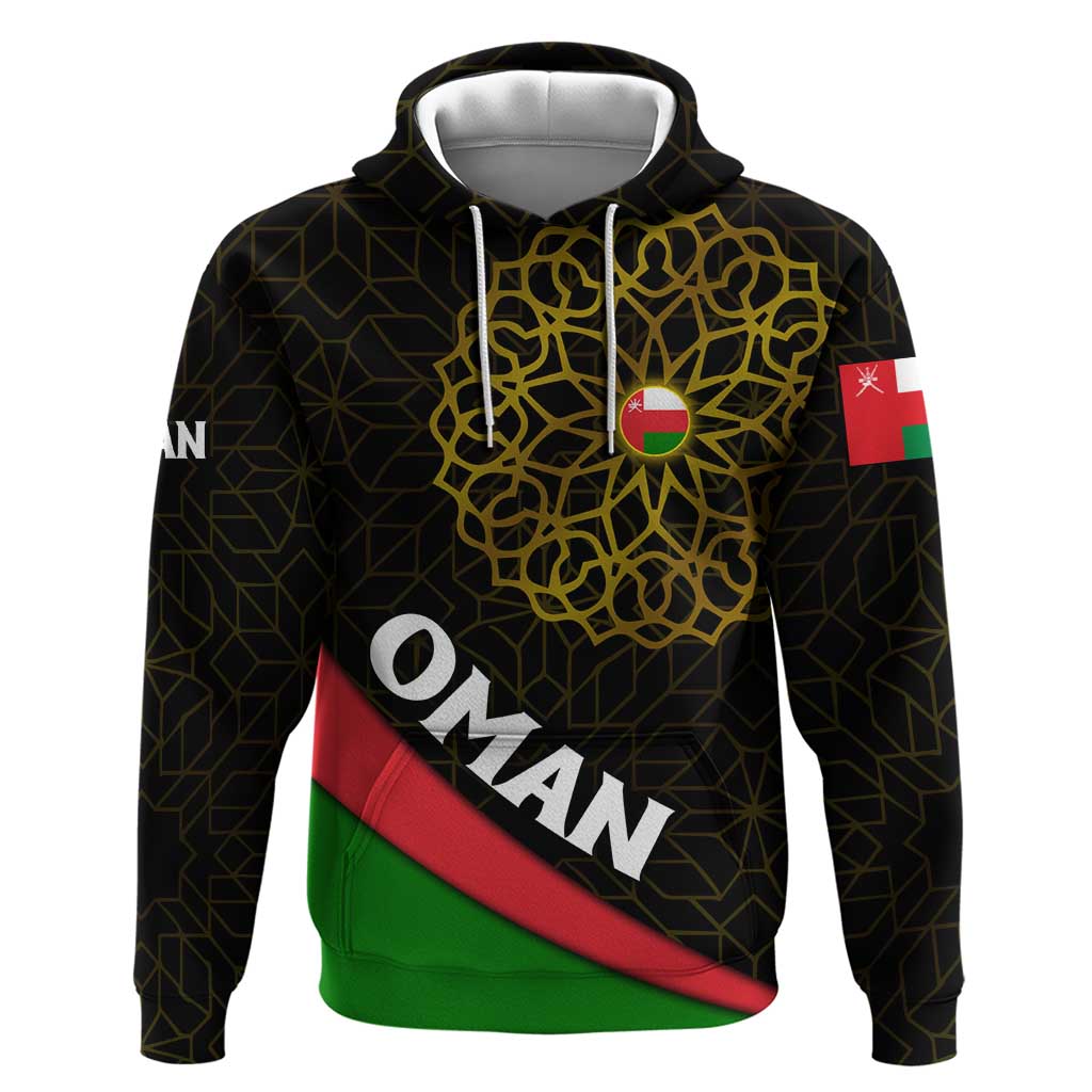 Oman Hoodie with Camel Landscape and Geometric Pattern Design