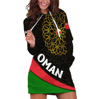 Oman Hoodie Dress with Camel Landscape and Geometric Pattern Design