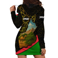 Oman Hoodie Dress with Camel Landscape and Geometric Pattern Design