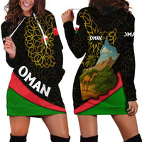 Oman Hoodie Dress with Camel Landscape and Geometric Pattern Design