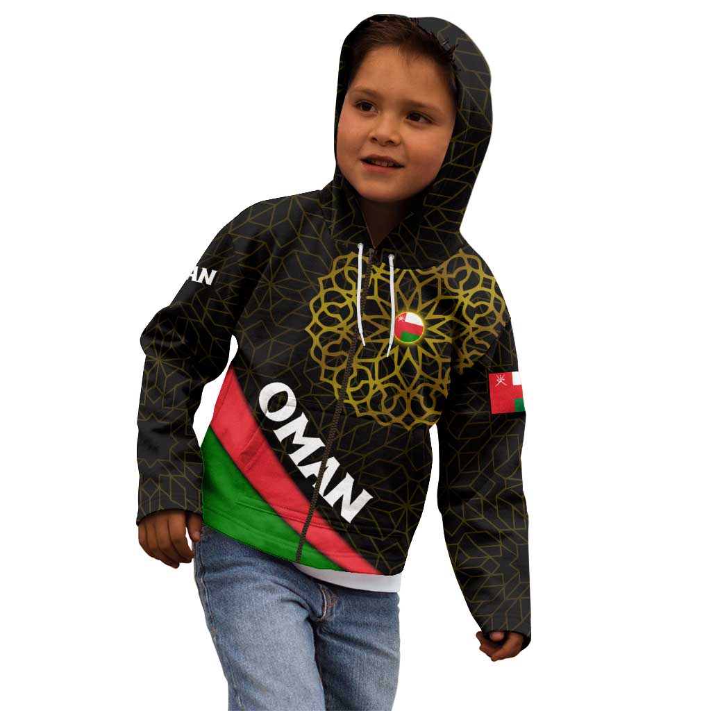Oman Kid Hoodie with Camel Landscape and Geometric Pattern Design