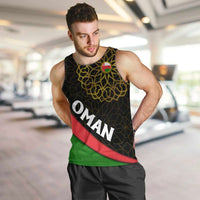 Oman Men Tank Top with Camel Landscape and Geometric Pattern Design