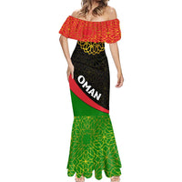 Oman Mermaid Dress with Camel Landscape and Geometric Pattern Design