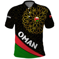 Oman Polo Shirt with Camel Landscape and Geometric Pattern Design