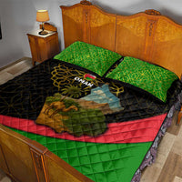 Oman Quilt Bed Set with Camel Landscape and Geometric Pattern Design