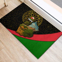 Oman Rubber Doormat with Camel Landscape and Geometric Pattern Design