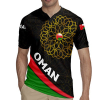 Oman Rugby Jersey with Camel Landscape and Geometric Pattern Design