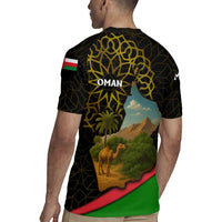 Oman Rugby Jersey with Camel Landscape and Geometric Pattern Design