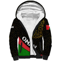 Oman Sherpa Hoodie with Camel Landscape and Geometric Pattern Design