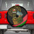 Oman Spare Tire Cover with Camel Landscape and Geometric Pattern Design