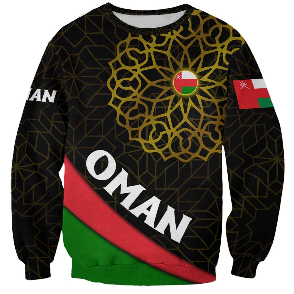 Oman Sweatshirt with Camel Landscape and Geometric Pattern Design