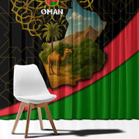 Oman Window Curtain with Camel Landscape and Geometric Pattern Design