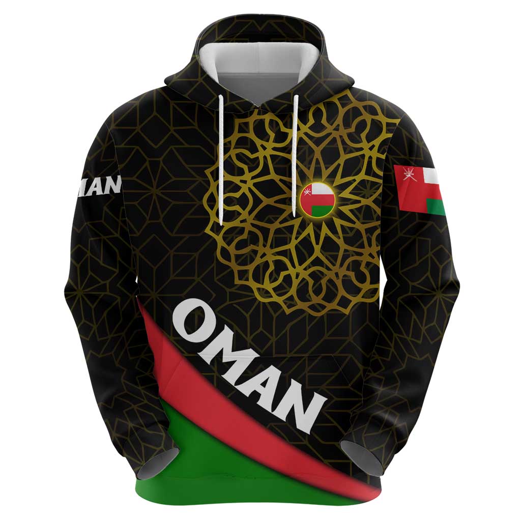 Oman Zip Hoodie with Camel Landscape and Geometric Pattern Design