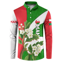 Oman Button Sweatshirt with White Blossom Floral Design and National Flag Colors