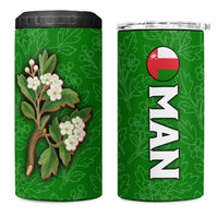 Oman 4 in 1 Can Cooler Tumbler with White Blossom Floral Design and National Flag Colors