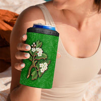 Oman 4 in 1 Can Cooler Tumbler with White Blossom Floral Design and National Flag Colors