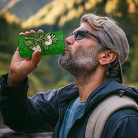 Oman 4 in 1 Can Cooler Tumbler with White Blossom Floral Design and National Flag Colors