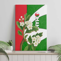 Oman Canvas Wall Art with White Blossom Floral Design and National Flag Colors