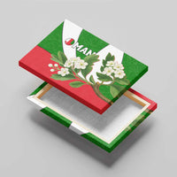 Oman Canvas Wall Art with White Blossom Floral Design and National Flag Colors