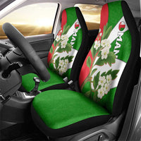 Oman Car Seat Cover with White Blossom Floral Design and National Flag Colors