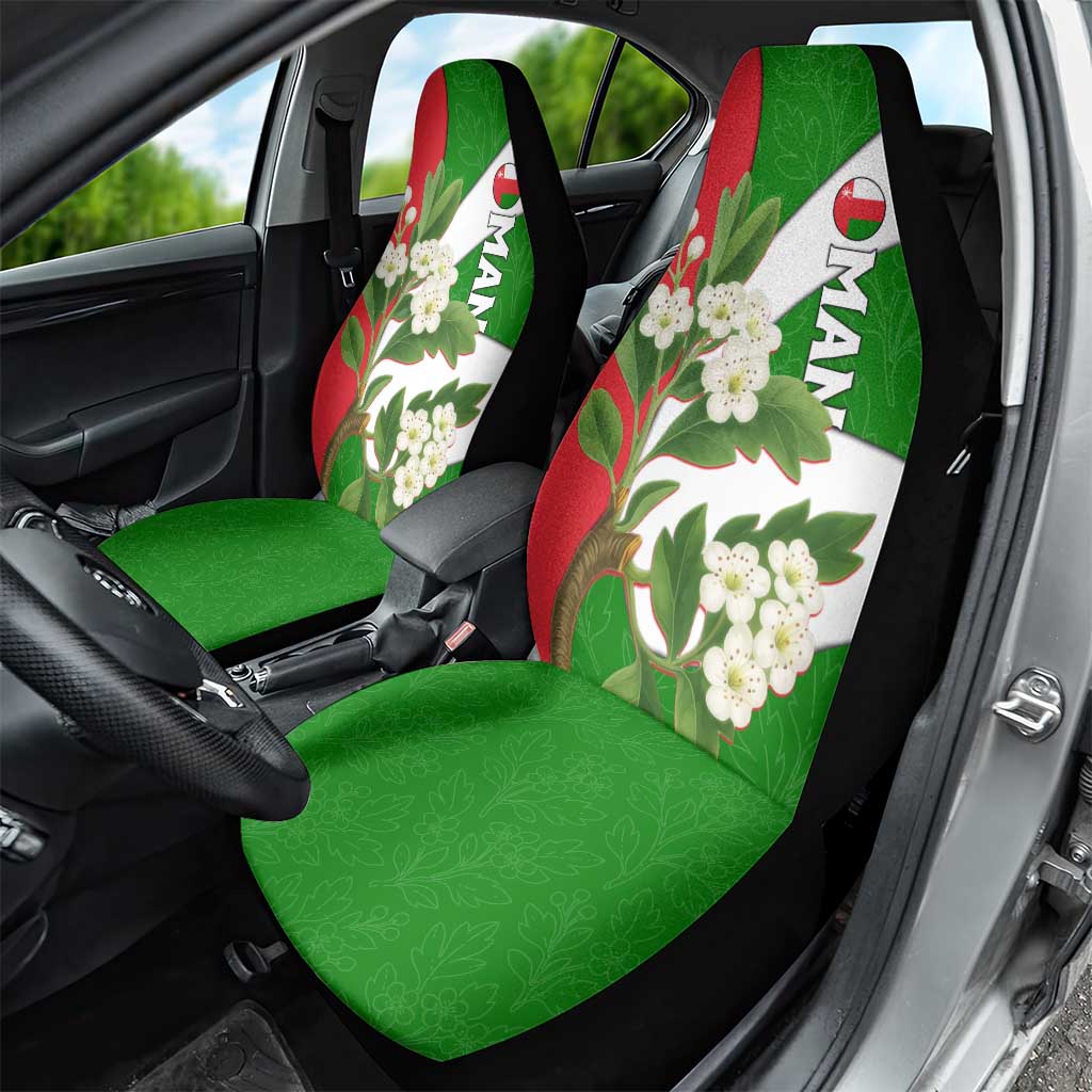 Oman Car Seat Cover with White Blossom Floral Design and National Flag Colors