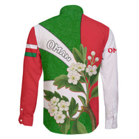 Oman Family Matching Long Sleeve Bodycon Dress and Hawaiian Shirt with White Blossom Floral Design and National Flag Colors
