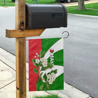 Oman Garden Flag with White Blossom Floral Design and National Flag Colors