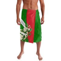 Oman Lavalava with White Blossom Floral Design and National Flag Colors