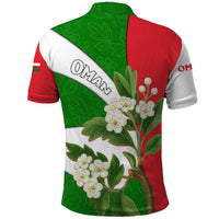 Oman Polo Shirt with White Blossom Floral Design and National Flag Colors