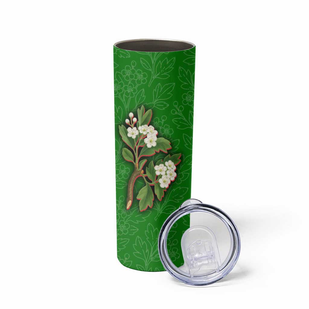 Oman Skinny Tumbler with White Blossom Floral Design and National Flag Colors