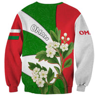 Oman Sweatshirt with White Blossom Floral Design and National Flag Colors