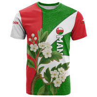 Oman T Shirt with White Blossom Floral Design and National Flag Colors