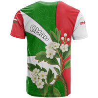 Oman T Shirt with White Blossom Floral Design and National Flag Colors